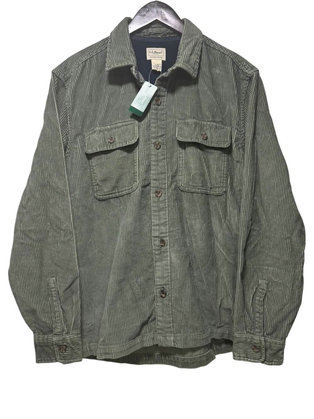 L.L.Bean Rangeley Corduroy Shirt Jacket Men’s MED REG Olive Pockets Elegant NWT